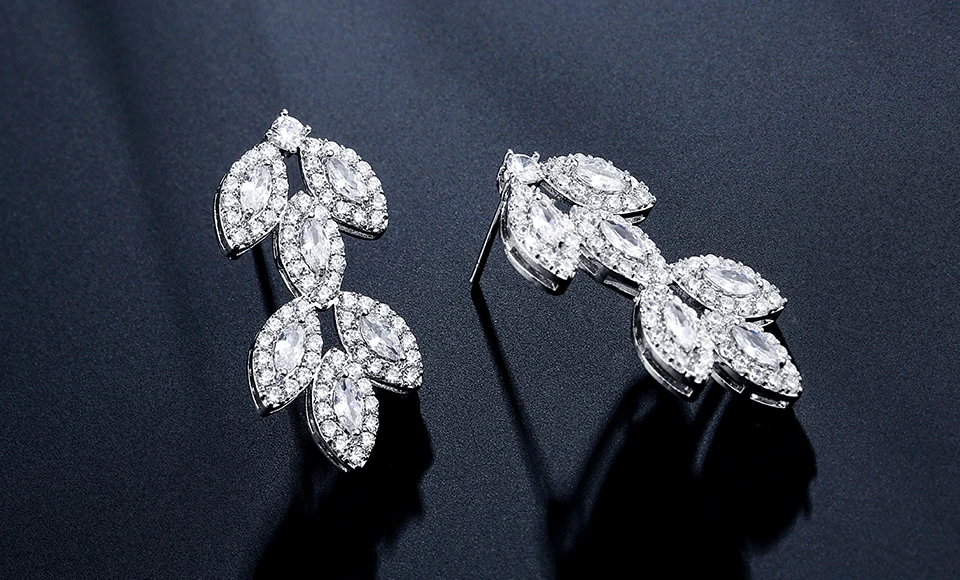 ZAKOL Luxus Micro Gepflasterte Zirkonia Blatt Pflanze Lange Baumeln Ohrring für Frauen Voll Dazzling Zirkon Hochzeit Party Trendy Schmuck – Detail 8