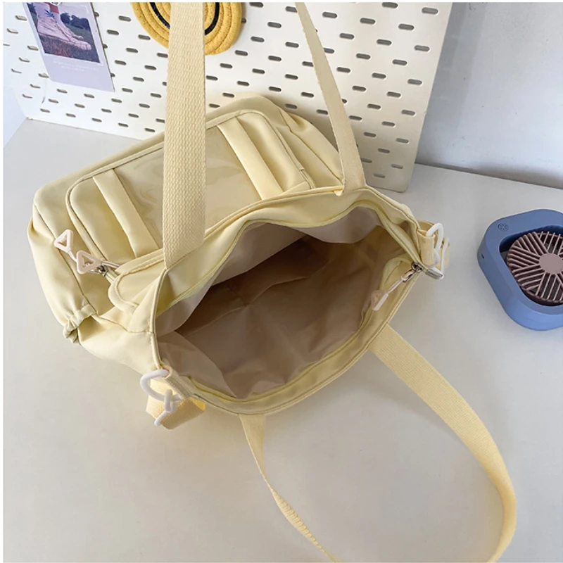 Shoulder Bag NEW Canvas Solid Color Zipper Large Capacity Storage Bag Daily Commuter Tote Student Schoolbag Personality Handbag