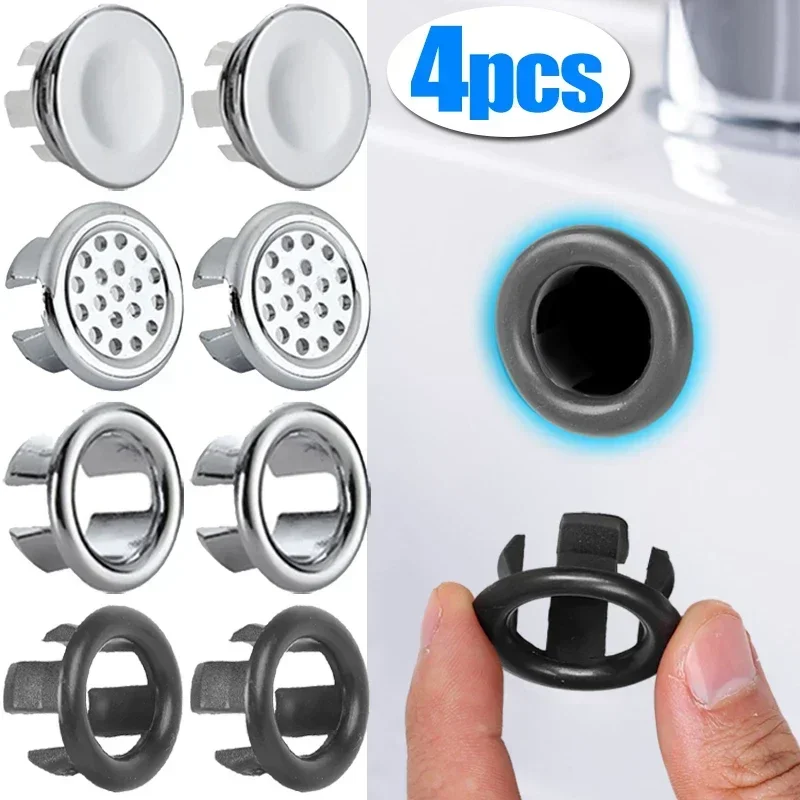 

4/1Pcs Sink Overflow Ring Drain Cover Replacement Bathroom Kitchen Sink Wash Basin Trim Overflow Cover Hole Insert Round Caps