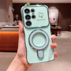 Love Heart MagSafe Magnetic Ring Stand Holder Case - Enhanced Protection and Style - Samsung S23Ultra (Green)