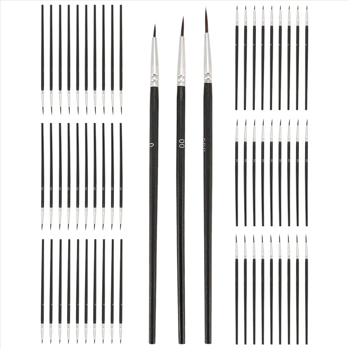 A23G 60개 디테일 페인트 브러쉬, 3가지 사이즈(0, 00, 000) 미니/초미세 페인트 라이너 브러쉬