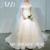 MD Elegant A-line Wedding Dresses Off Shoulder Korea Photoshoot Pleat Floor-Length Bridal Gown Corset Back Customized 웨딩드레스 2025 1