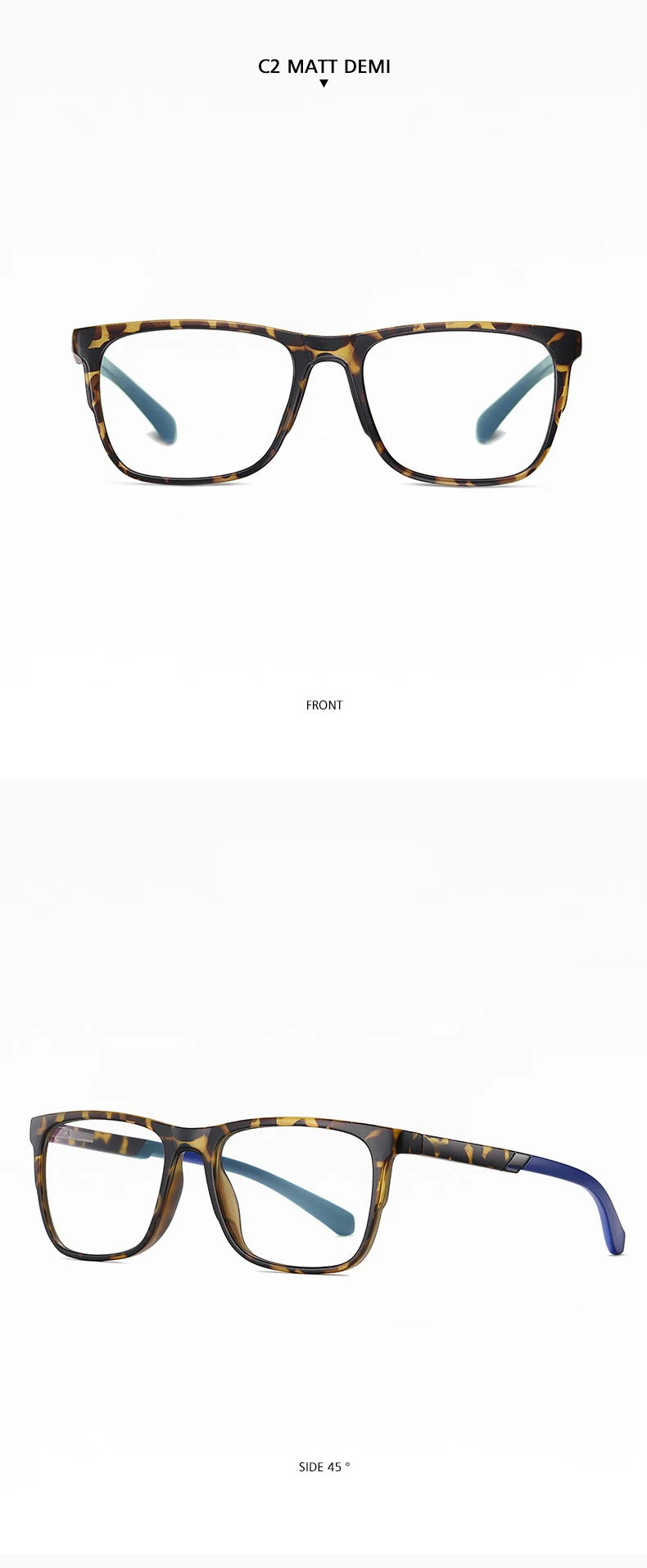 Progressive Reading Glasses – Men's Rectangle Eyeglass Frames with Transparent Eyepieces