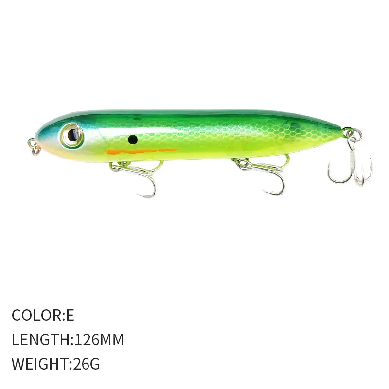 Walking Fishing Lure 126mm 26g Saltwater Super Spook Pencil Lure Walk the Dog Topwater Wobbler With Treble Hooks Fish Baits - 4