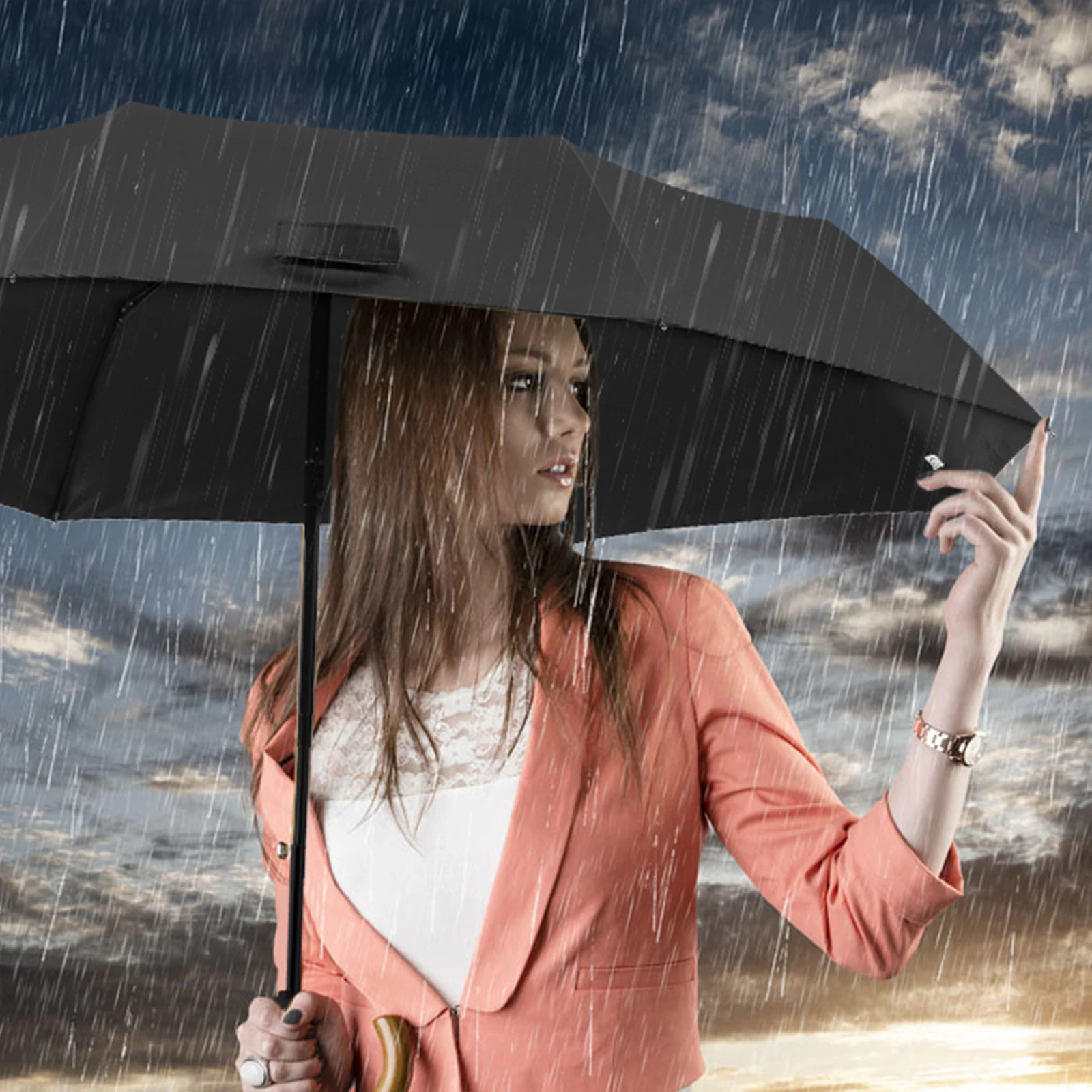 Full Automatic Umbrella For Female Male Strong 3 Folding 8 Ribs Windproof Umbrella For Rain and Sun High Quality Stand