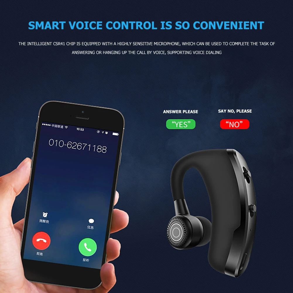 Wireless Bluetooth Earphones Handsfree Driving Call Business Headset HiFi Sports Headphone Noise reduction Stereo Music with Mic