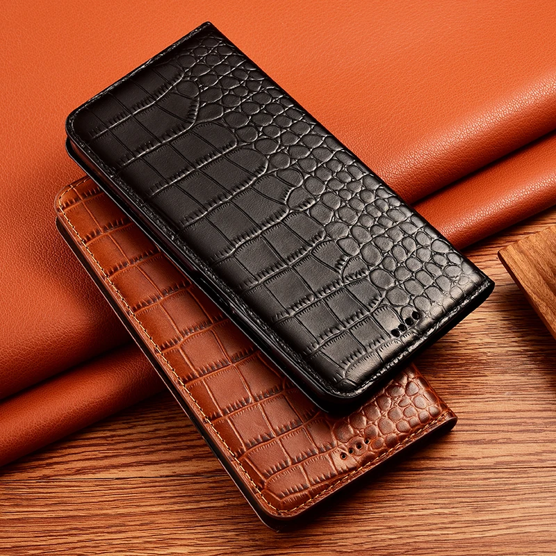 Чехол-книжка из натуральной крокодиловой кожи для Xiaomi Redmi Note 4 4X 5 6 7 8 8T 9 9S 10 11 11T Pro Max