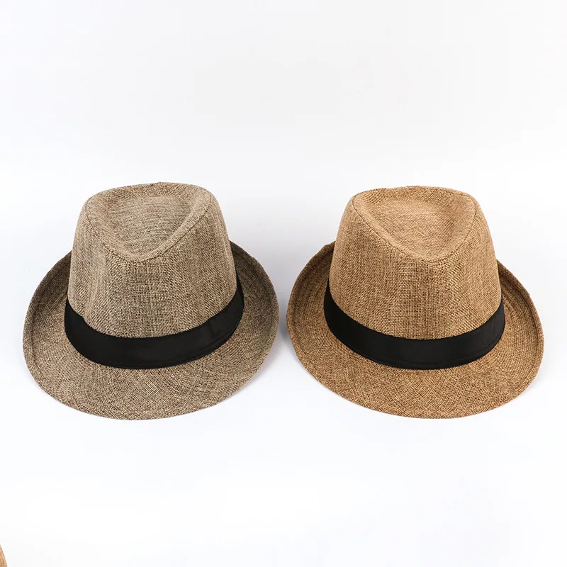Men's Fedora Jazz Cotton Linen Hat Summer Retro Bowler Hats Unisex Outdoor fedora hat