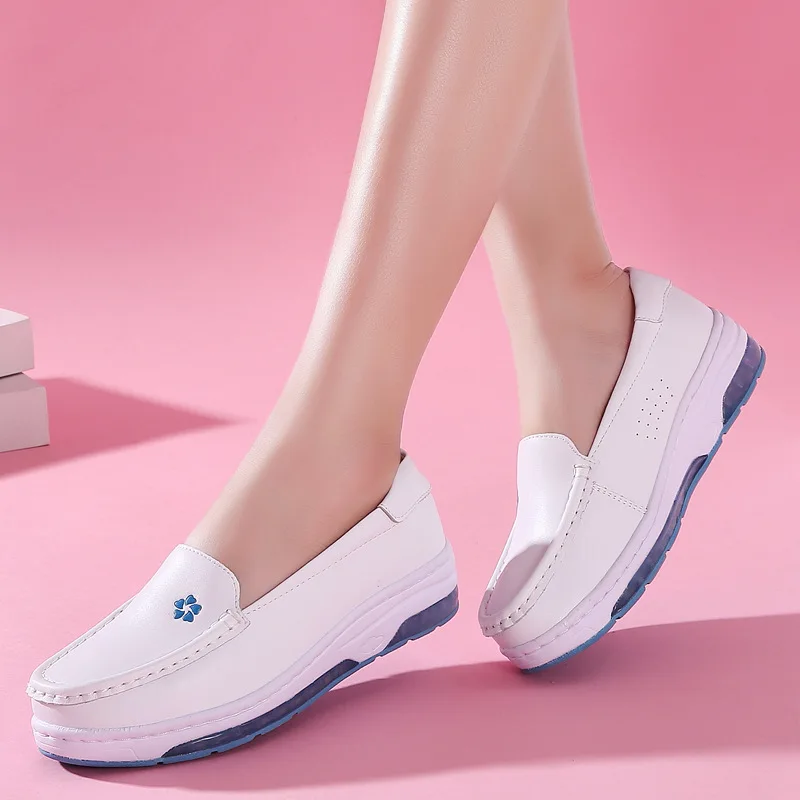 

2022 New Big Air Cushion Nurse Shoes White Women's Shoes Comfortable Wedge Hospital White Shoes Platform Shoes Zapatos De Mujer