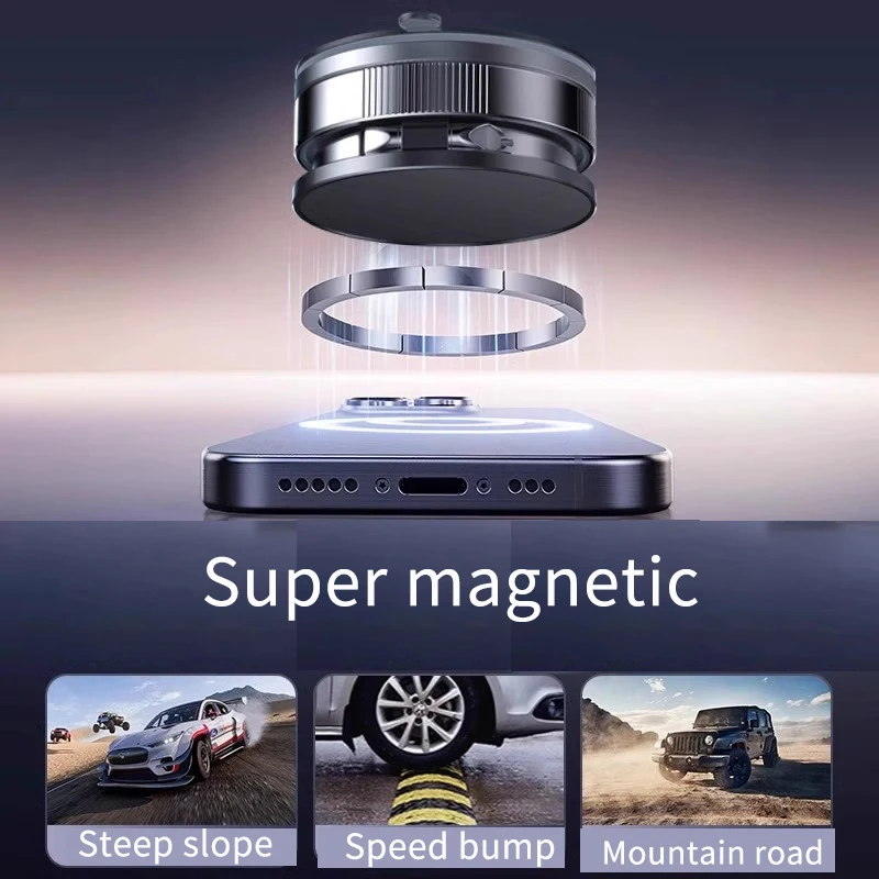 Eary Magnetic Car Phone Holder Mount For Dashboard Foldable With 360 Rotatable 180 Flip Strong Suction Cup Stand Car Accessories