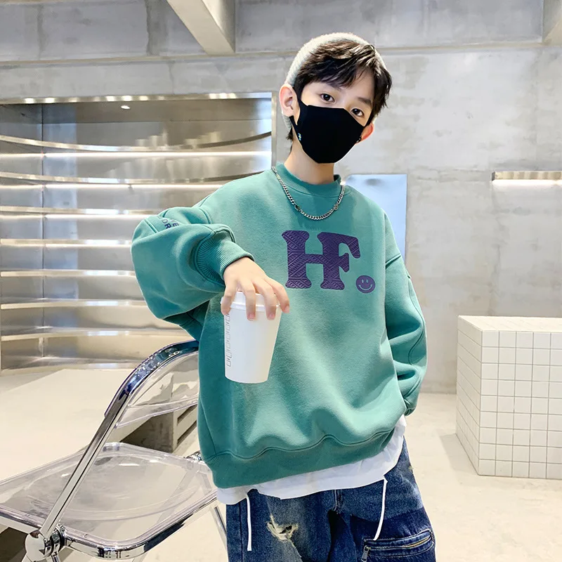 

2023 Korean Spring Autumn School Boy Long Sleeve Teenager Boy Letter Printed Sport Shirt Children Boy Casual Sweatshirts Tops