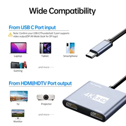 USB to Dual HDMI 1080P Adapter - High - Performance Display Expansion - No plug (Type - C to Dual HDMI)
