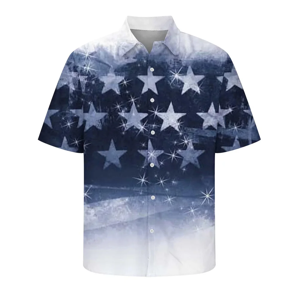 thumbnail image 1 of Nuevas camisas para hombre con bandera estadounidense en 3D, camisas casuales estampadas de manga corta para mujer, camisas hawaianas con botones, ropa de playa, 1 of 4