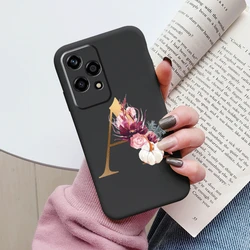 Gold Letter Black TPU Soft Cover with Pink Flower Design - Shockproof Case for Honor 200 Smart (Khe - zmjh01)