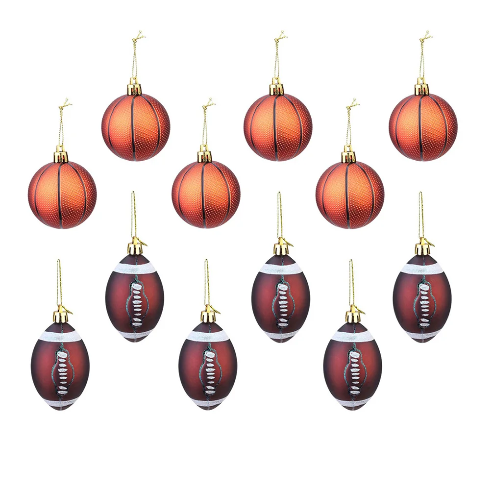 

12 Pcs Mini Christmas Balls Prom Decorations Hanging Plastic Sports Crafts Ornament