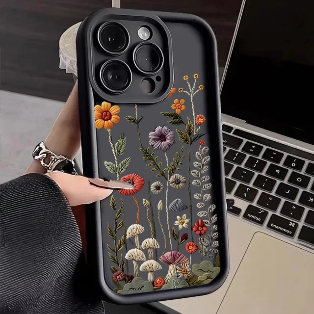 Elegant Pink Lily Silicone Y2K Phone Case Cover