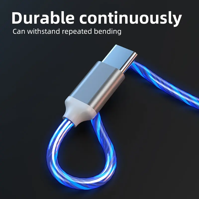 Tri-Mode LED Fast Charging Cable with Glowing Design