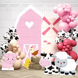 Farm Animals KT Board Pig Sheep Cow Horse Barn Cutout for Farm for Birthday Decoration Farm Theme Baby Shower Party Backdrops