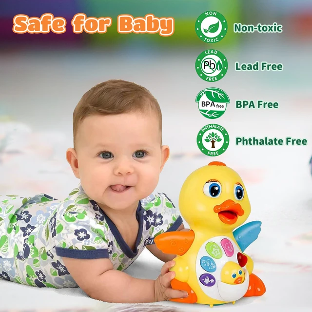HOLA Baby Early Development Crawling Toys - Interactive Walking Duck with Music and Light Up for 18 Months Toddler Boy and Girl 4