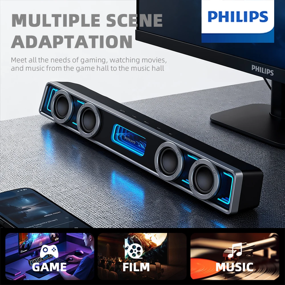 فيليبس السلكية المتكلم USB خط مضخم الصوت مع RGB ضو...