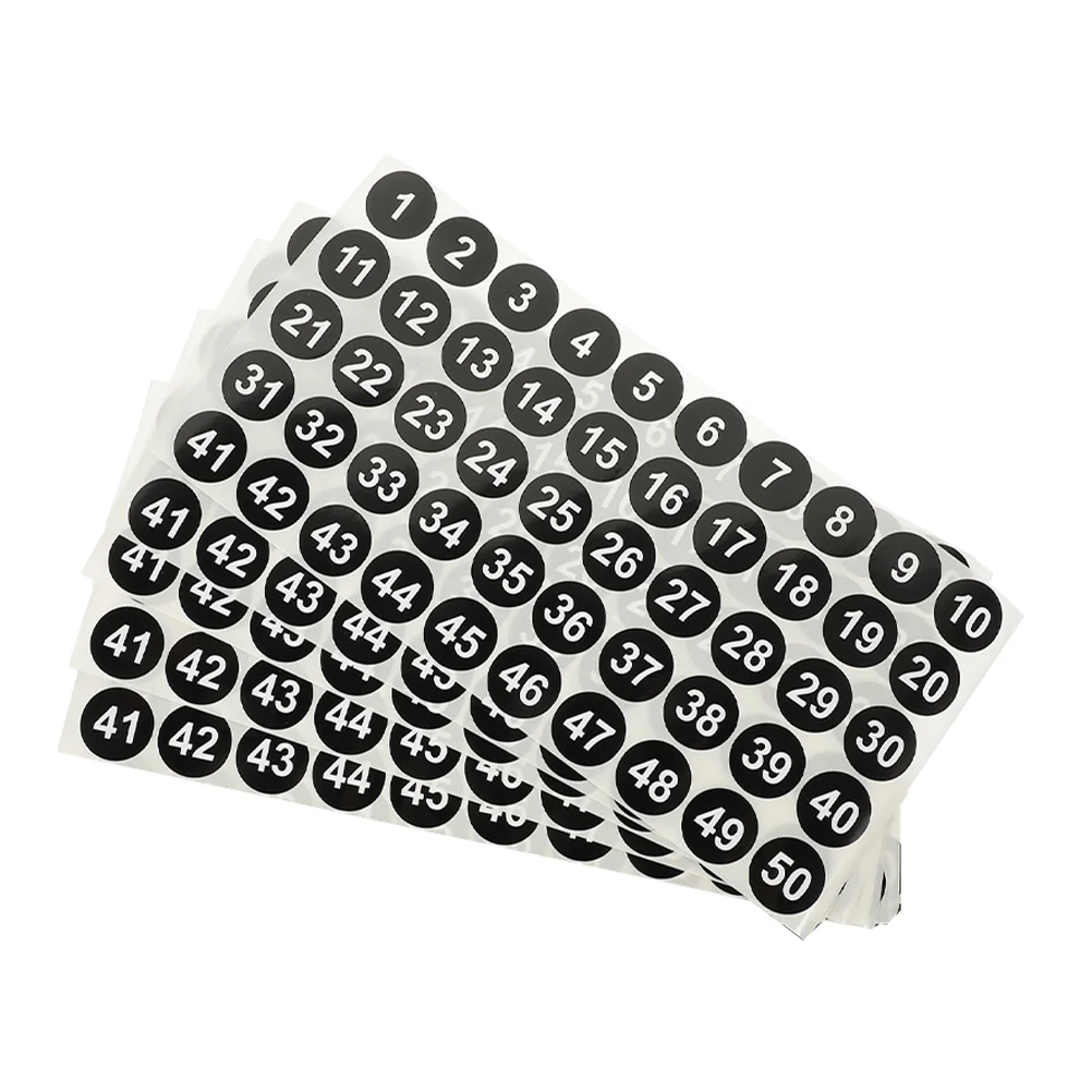 

5 Sheets Round Number Labels Stickers Waterproof for Organizing Office Sign 1 to 50 Paper Classification Identification Small