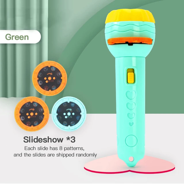 Flashlight Projector Torch Lamp Toy Cute Cartoon Creativity Toy Torch Lamp Flashlight Projector Toy  Baby Sleeping Story Book no battery Green 3