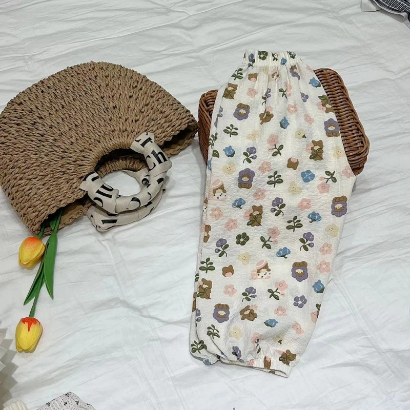 Summer Kids Girl Pants Floral Print Trousers Children Lantern Pants for Baby Girls Trousers Casual Pajama Bottoms Kids Clothes