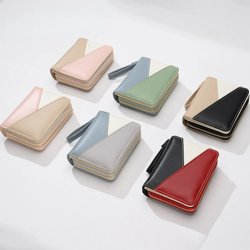 

New Short wallet Ladies Zipper Wallet Female Student Korean Version Stitching Contrast Splice Color All-match Coin Purse Holder