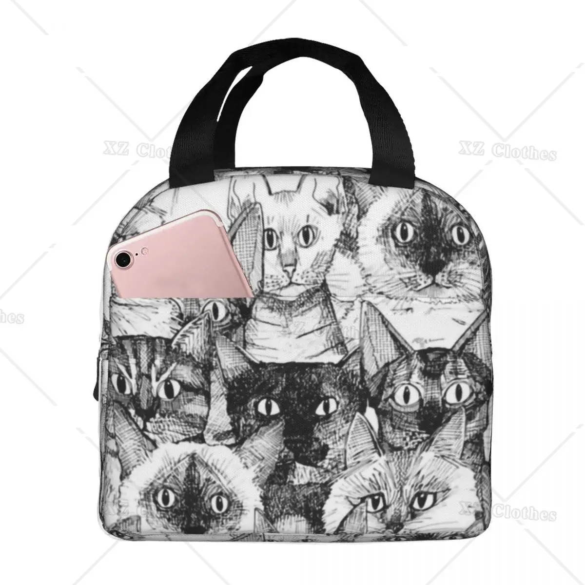 

Animal Cats Lunch Bags for Women Men Kids Cute Pet Thermal Cooler Waterproof Picnic Oxford Lunch Box for Picnic Trip Outdoors