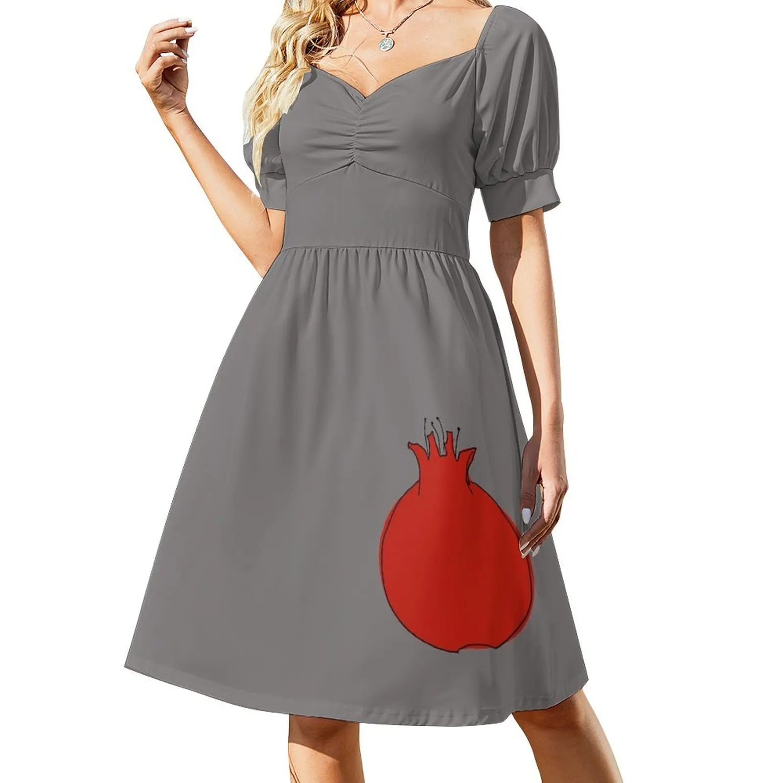 Vestido de verano de manga corta color granada para mujer .