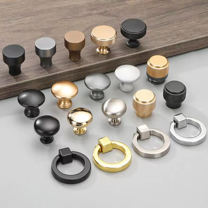 Gold Pulls Solid Zinc Alloy Kitchen Cupboard Single hole for