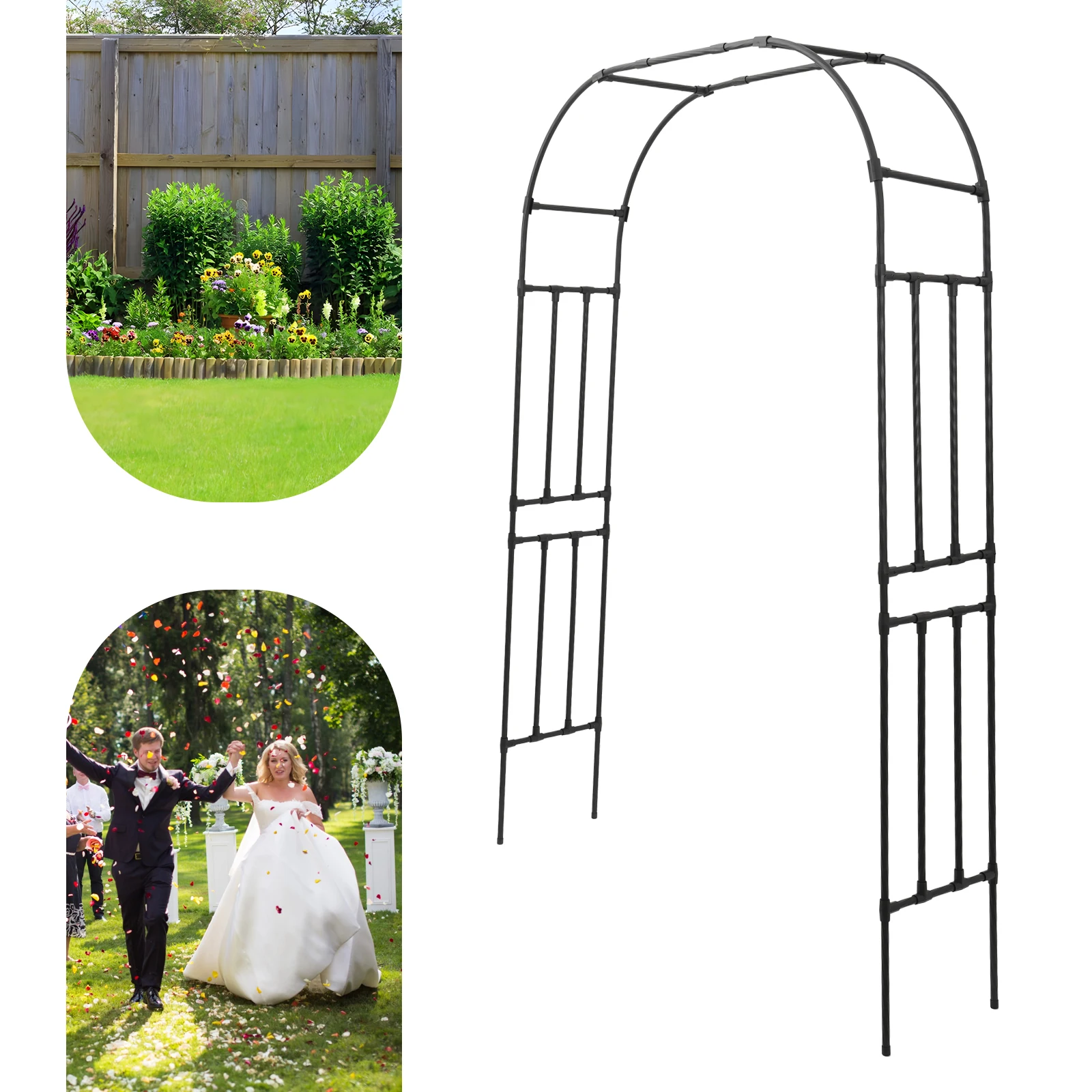 Schwarzer 240x150x40cm Metall-Rosenbogen Garten-Gemüsegestell Pflanzen-Kletterbogen für den Anbau von Kletterfrüchten usw. – Detail 7
