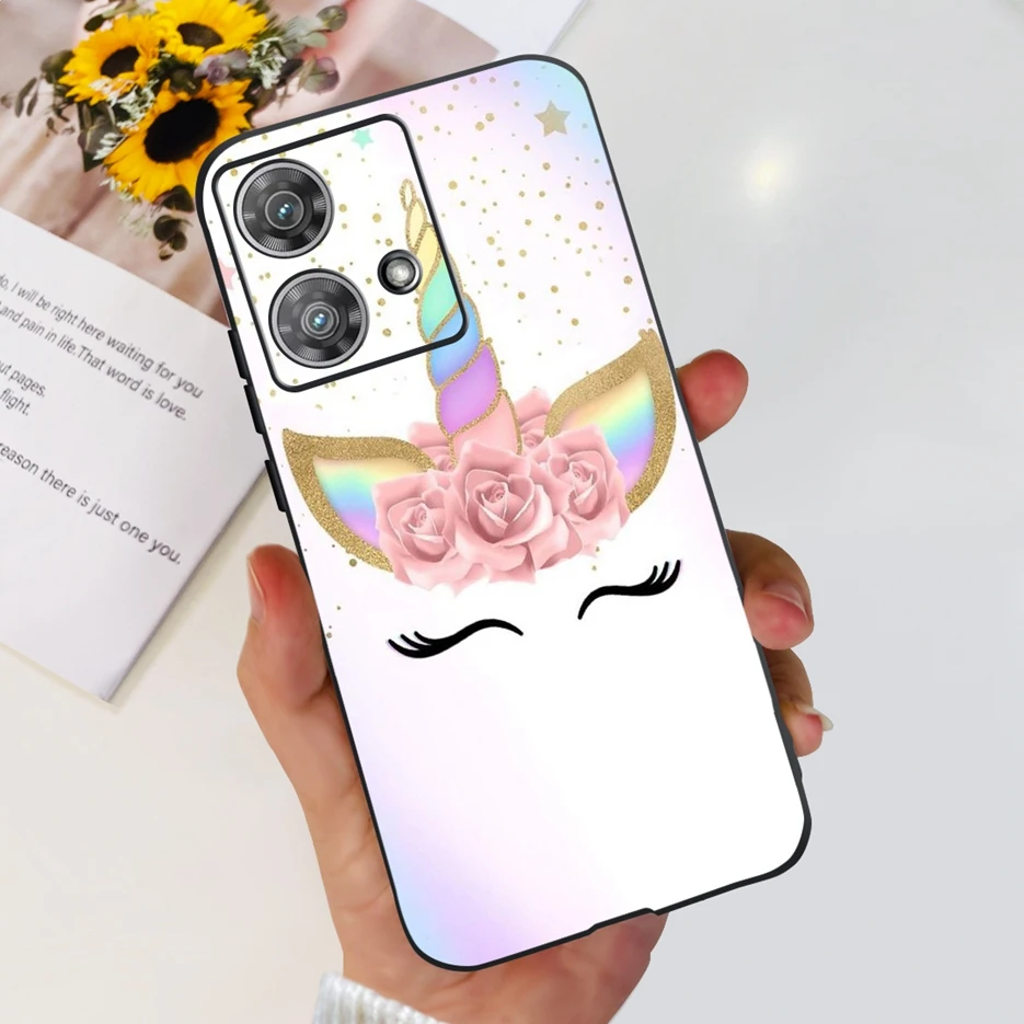 Cute Cat & Butterfly Soft Silicone Phone Case for Motorola Edge 40 Neo - Stylish Protective Back Cover