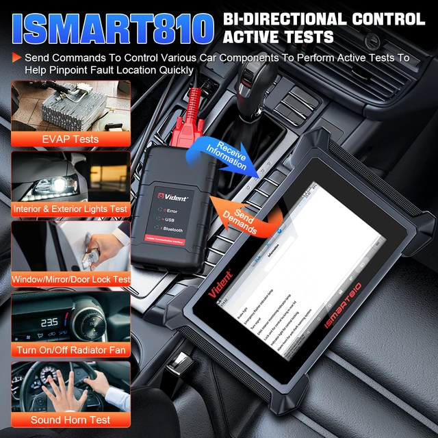 2025 VIDENT iSmart810 Car Diagnostic Tool Topology Map Scanner Bidirectional Scan Tool ECU Coding Key Programming 40 Resets 5
