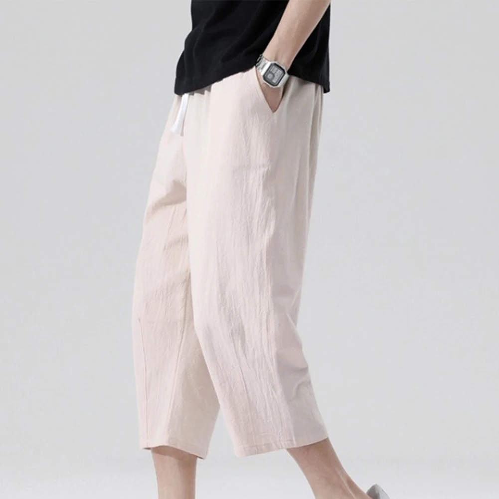 

Summer Pants Pants Trousers Brand New Vacation Casual Daily Drawstring Waistband Holiday Loose Male Nine-point