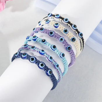 Hand Braided Colored Thread String Rope Evil Blue Eyes Bracelets For Women Men Lucky Wish Bracelet Couple Friendship Jewelry 1