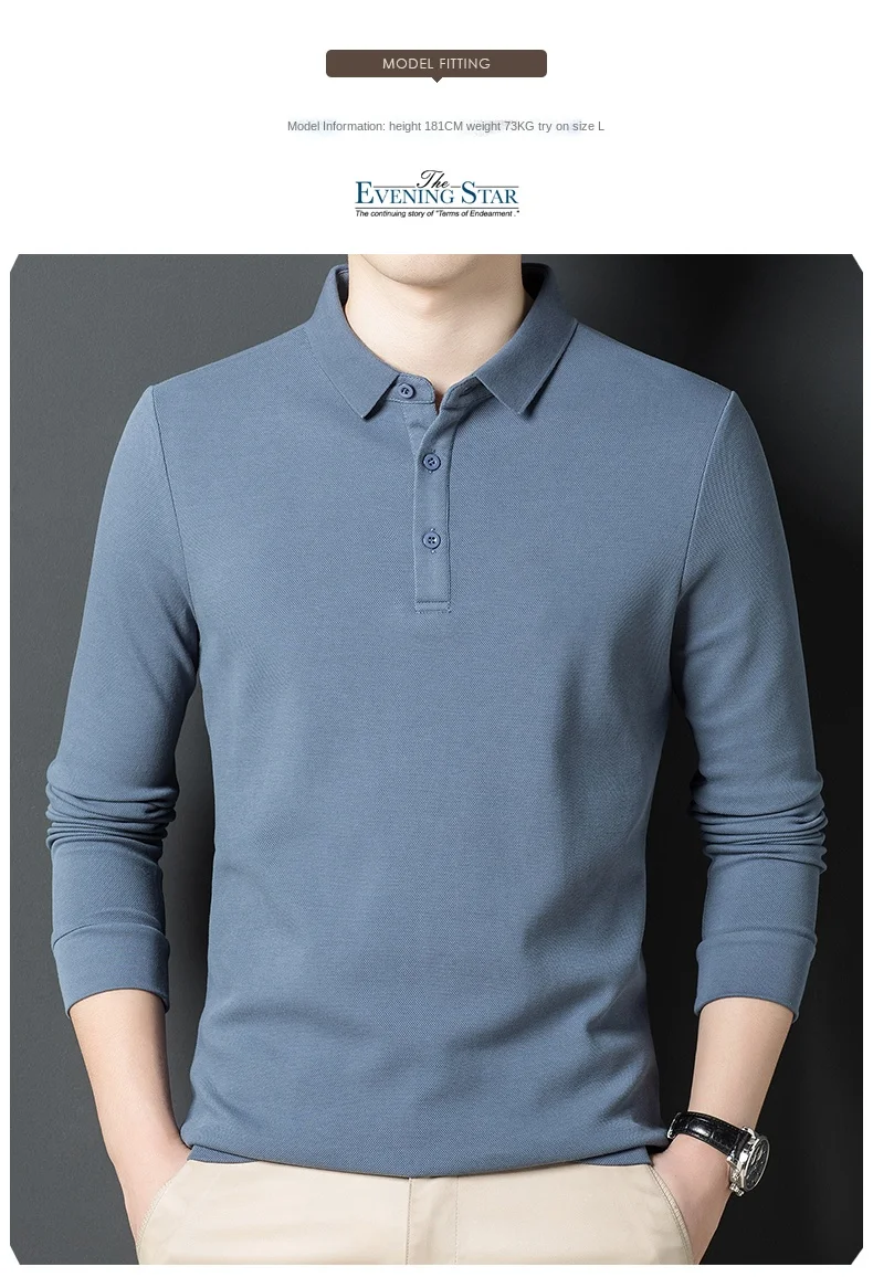 Top Grade Neue Mode Designer Marke Luxus Männer Polo Shirt 100% Baumwolle Casual Langarm Tops Einfarbig Männer Kleidung_voghion.com