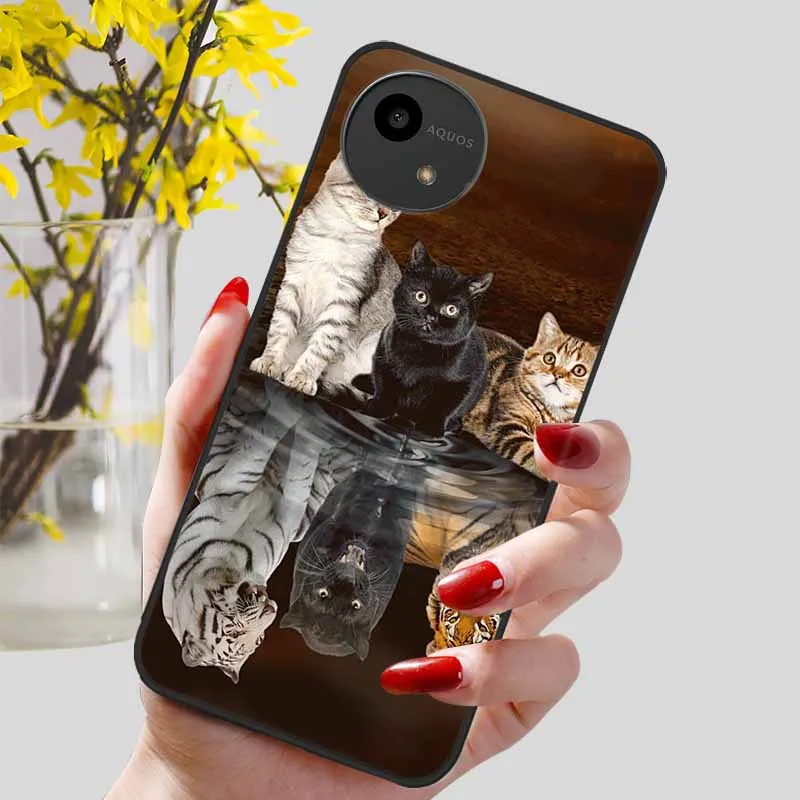 Lovely Black TPU Silicone Shockproof Soft Phone Case with Beautiful Pattern