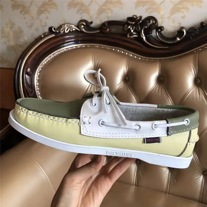 

Men Genuine Leather Driving Shoes,Slip On Docksides Classic Boat Shoe,Brand Design Flats Loafers For Men Women 2022A16