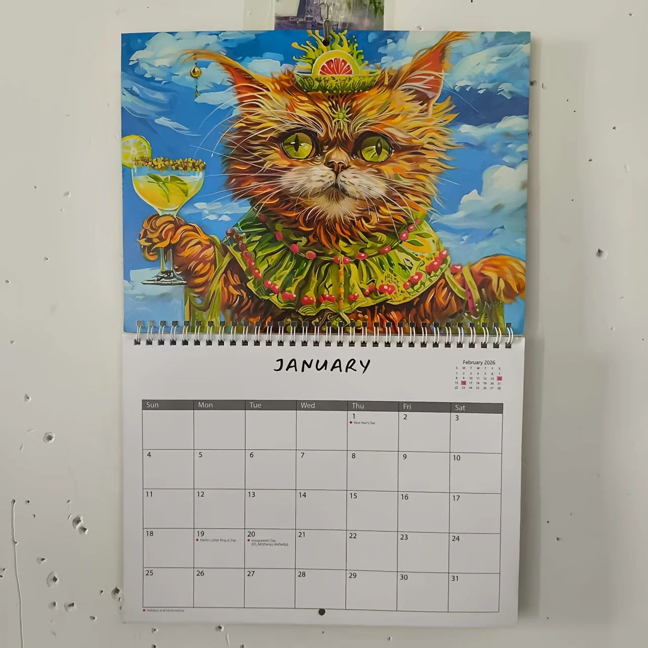 2026 Drunk Cats Calendar Cartoon Funny Weird Cat Hangable Calendar 12 Months Family Schedule Planner Organizer