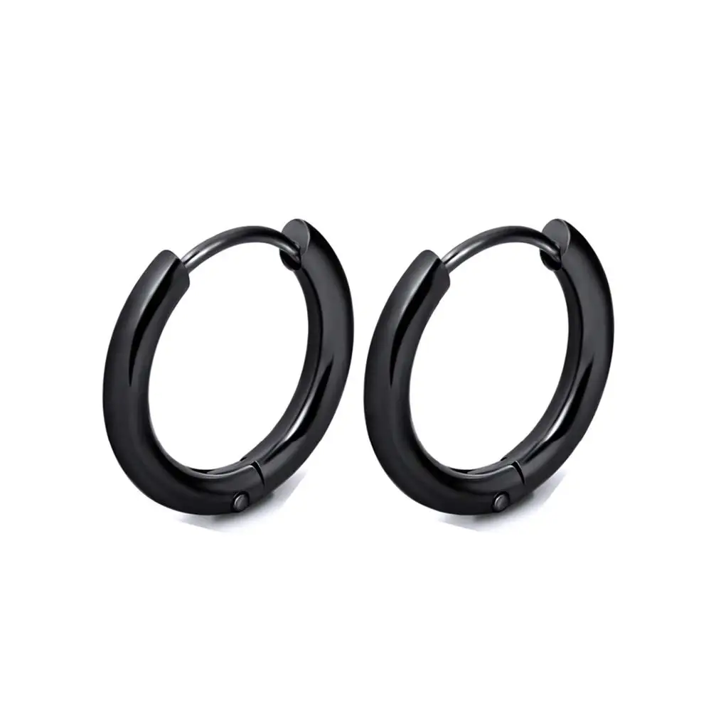 Medium Size Three Line Black Diamond Hoop Earrings in 14K Gold – Jewelry  Concept