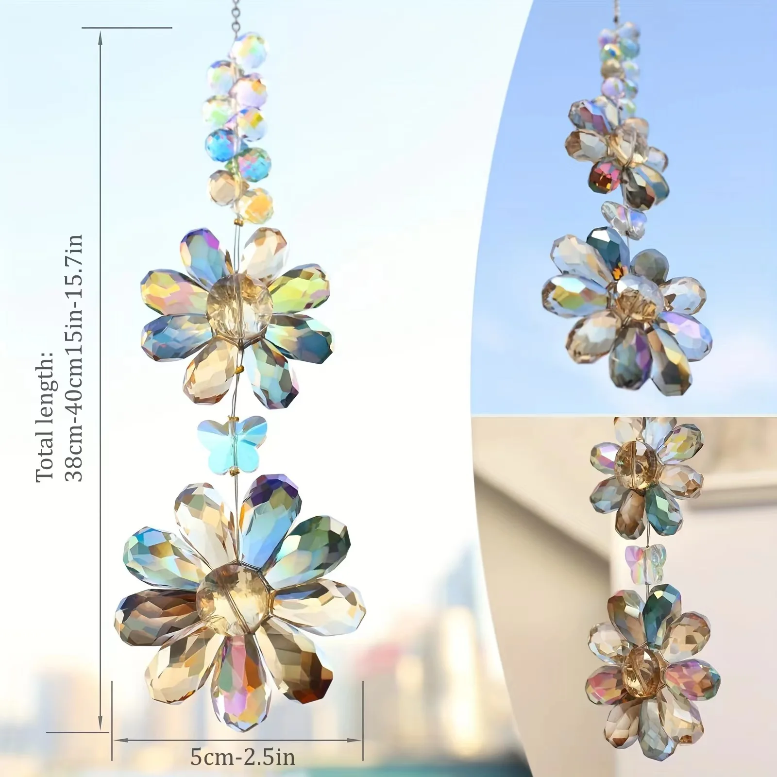 1 pc Rainbow Crystal Flower Light catcher, garden decoration, suitable for wedding and home embellishment sunflower decoration