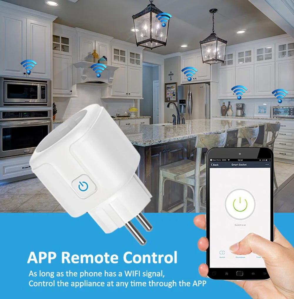 Smart Wifi Plug 16A/20A AC100-240V Voice Control Alexa Google Home Tuya App