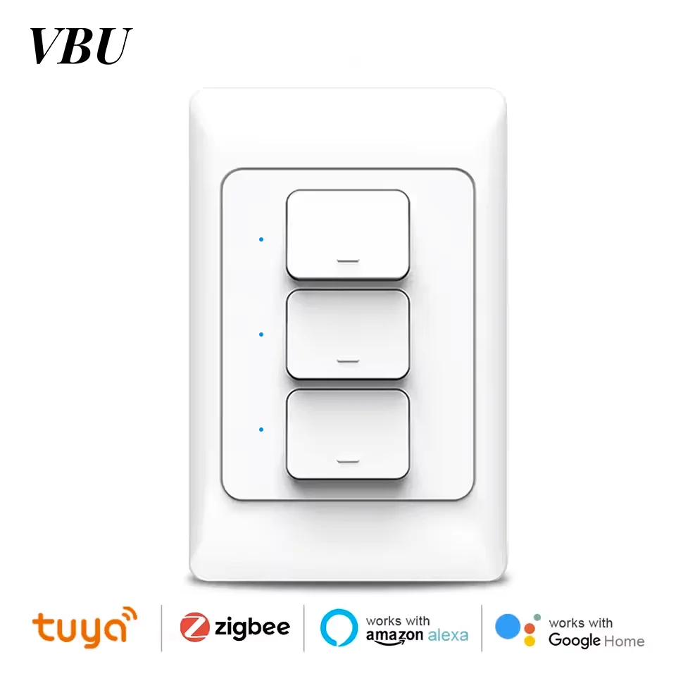 Smart Wall Switch VBU Tuya Zigbee 3.0 Wall Push Button Physical Switches Wireless Voice Remote Control Google Home Alexa
