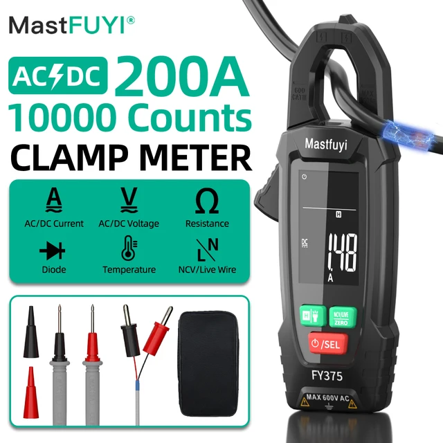 MASTFUYI pince multimètre de courant alternatif numérique 10000 compte multimètre ampèremètre testeur de tension amplificateur de voiture Hz capacité NCV Ohm outil 1