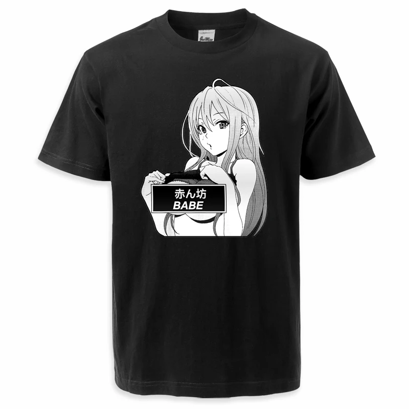 

Hentai Anime Girl Babe Tshirts Crewneck Basic T Shirt For Men Harajuku Streetwear Round Neck Harajuku Fashion Moletom Sudaderas
