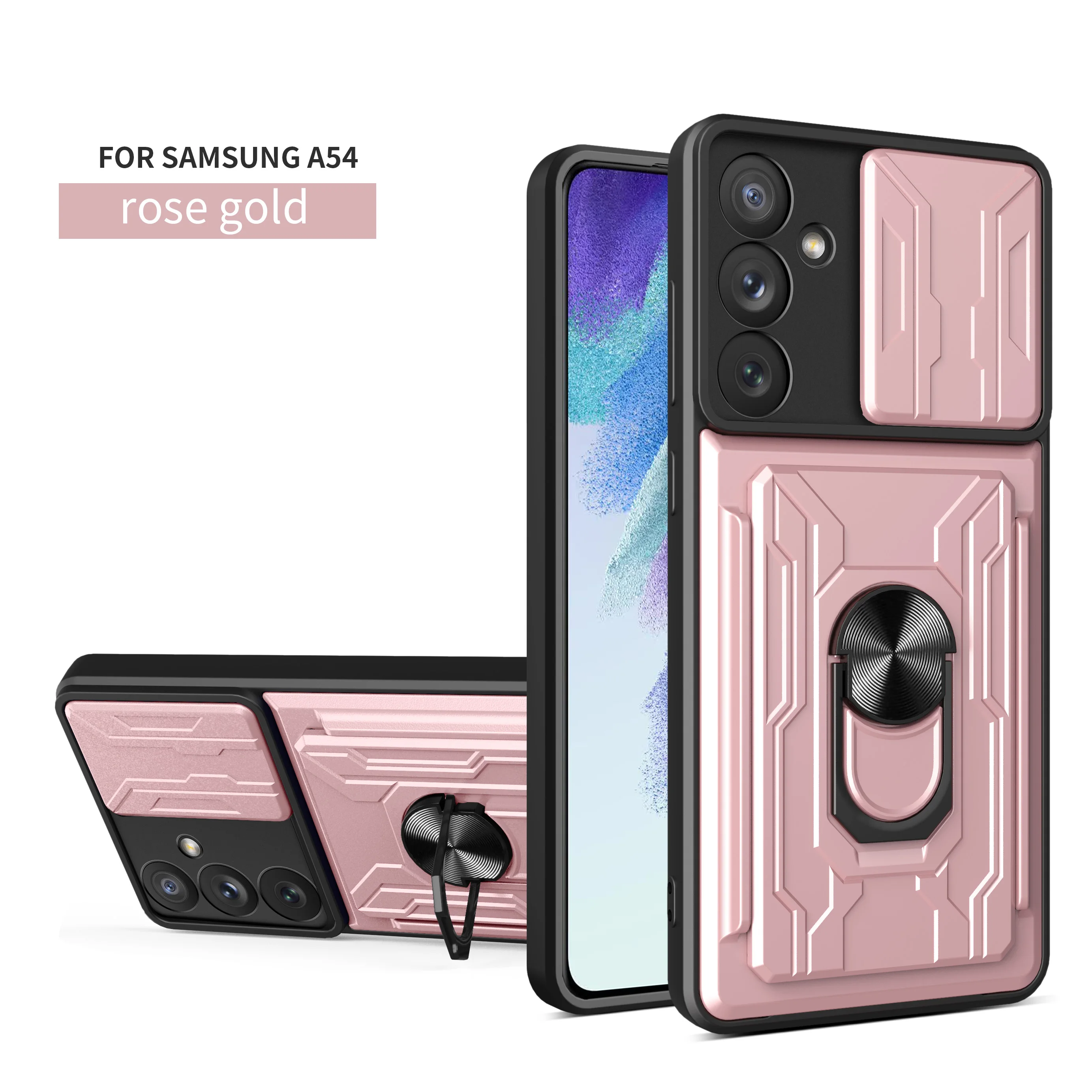 Versatile Phone Case with Card Pocket & Magnetic Ring Holder