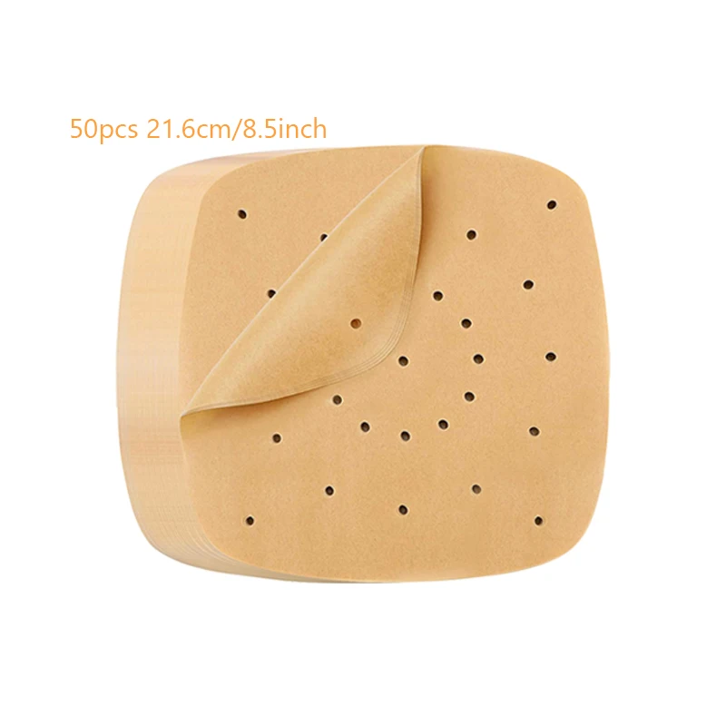 Pack of 50 Oil-Proof Parchment Steamer Liners for Air Fryers and Baking