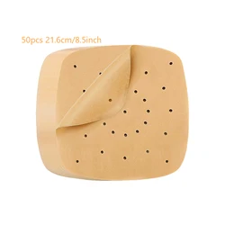 Pack of 50 Oil-Proof Parchment Steamer Liners for Air Fryers and Baking (Square  50pcs  L)