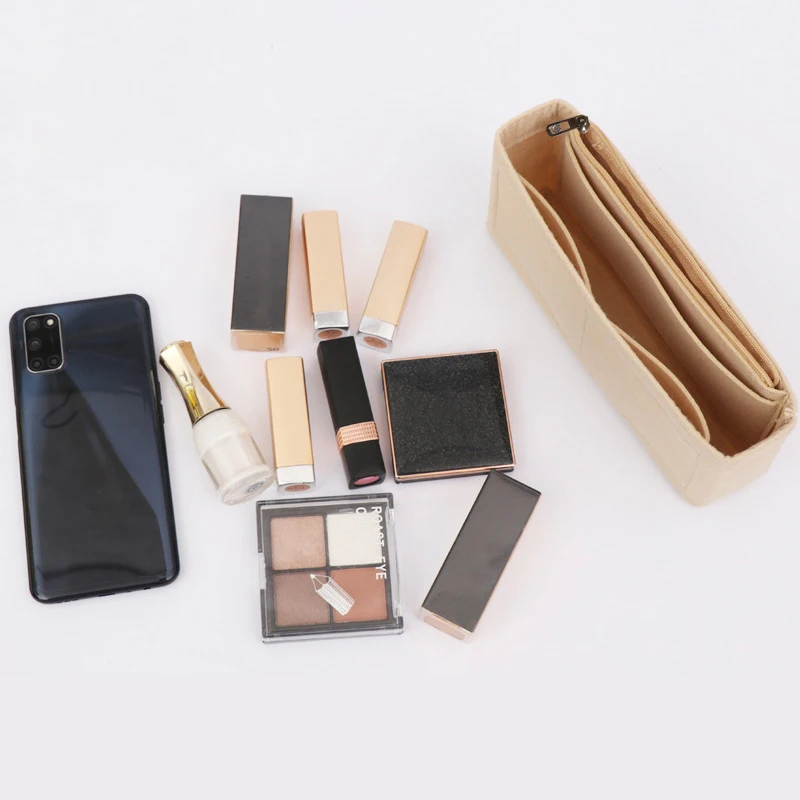 Felt Insert Bag Multi-Functional Travel Organizer Handbag Tote Cosmetic Shaper Women'S Luxury Liner Bag Makeup Pouch Storage Bag